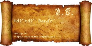 Máté Benő névjegykártya